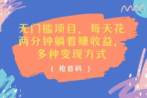 无门槛项目，每天花两分钟躺着收益，多种收益方式