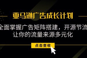 亚马逊-广告成长计划，掌握广告矩阵搭建/开源节流/流量来源多元化