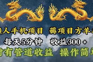 懒人手机项目，每天5分钟，每天收益300+，多种方式可扩大收益！