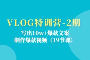 VLOG特训营-2期：写出10w+爆款文案，制作爆款视频（19节课）