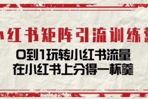 小红书矩阵引流训练营：0到1玩转小红书流量，在小红书上分得一杯羹-14节课