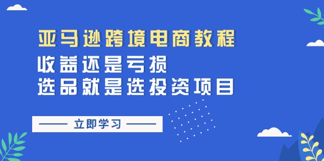 亚马逊跨境电商教程：收益还是亏损！选品就是选投资项目插图