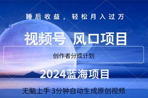 2024蓝海项目，3分钟自动生成视频，月入过万