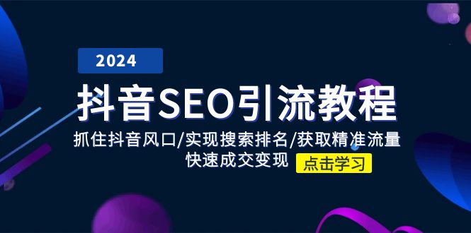 抖音 SEO引流教程：抓住抖音风口/实现搜索排名/获取精准流量/快速成交变现插图