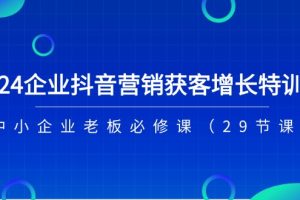 2024企业抖音-营销获客增长特训营，中小企业老板必修课（29节课）