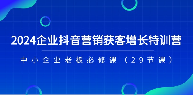 2024企业抖音-营销获客增长特训营，中小企业老板必修课（29节课）插图