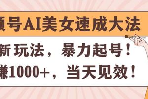 视频号AI美女速成大法，暴力起号，日赚1000+，当天见效