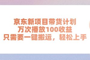 京东新项目带货计划，万次播放100收益，只需要一键搬运，轻松上手