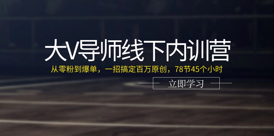 大V导师线下内训营：从零粉到爆单，一招搞定百万原创，78节45个小时插图