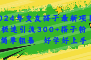 2024年交友搭子最新项目，极速引流300+搭子粉，简单粗暴，好学好上手