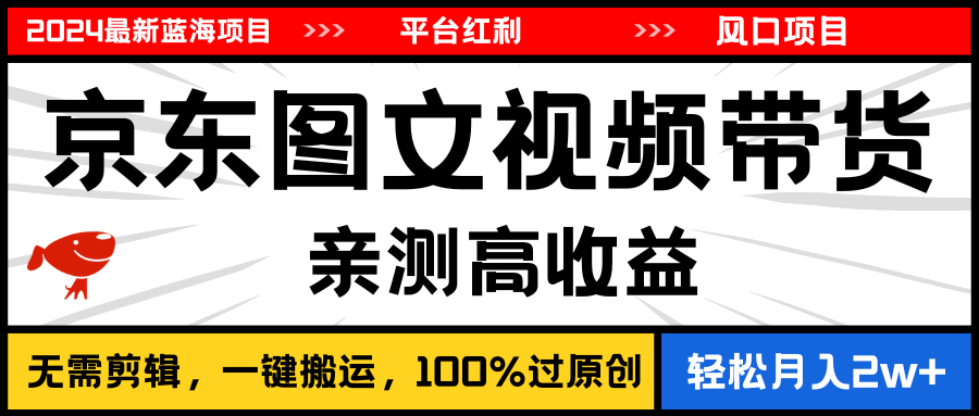 2024最新蓝海项目，逛逛京东图文视频带货，无需剪辑，月入20000+插图