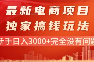 最新电商项目-搞钱玩法，新手日入3000+完全没有问题