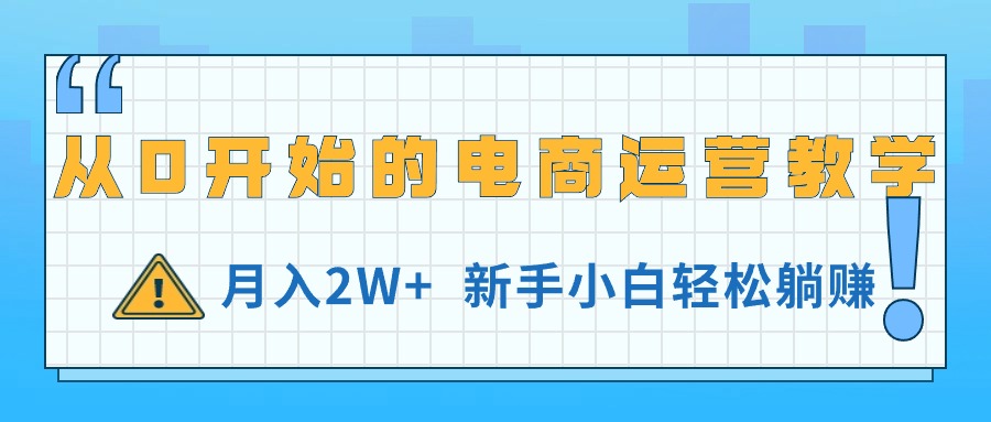 从0开始的电商运营教学，月入2W+，新手小白轻松躺赚插图