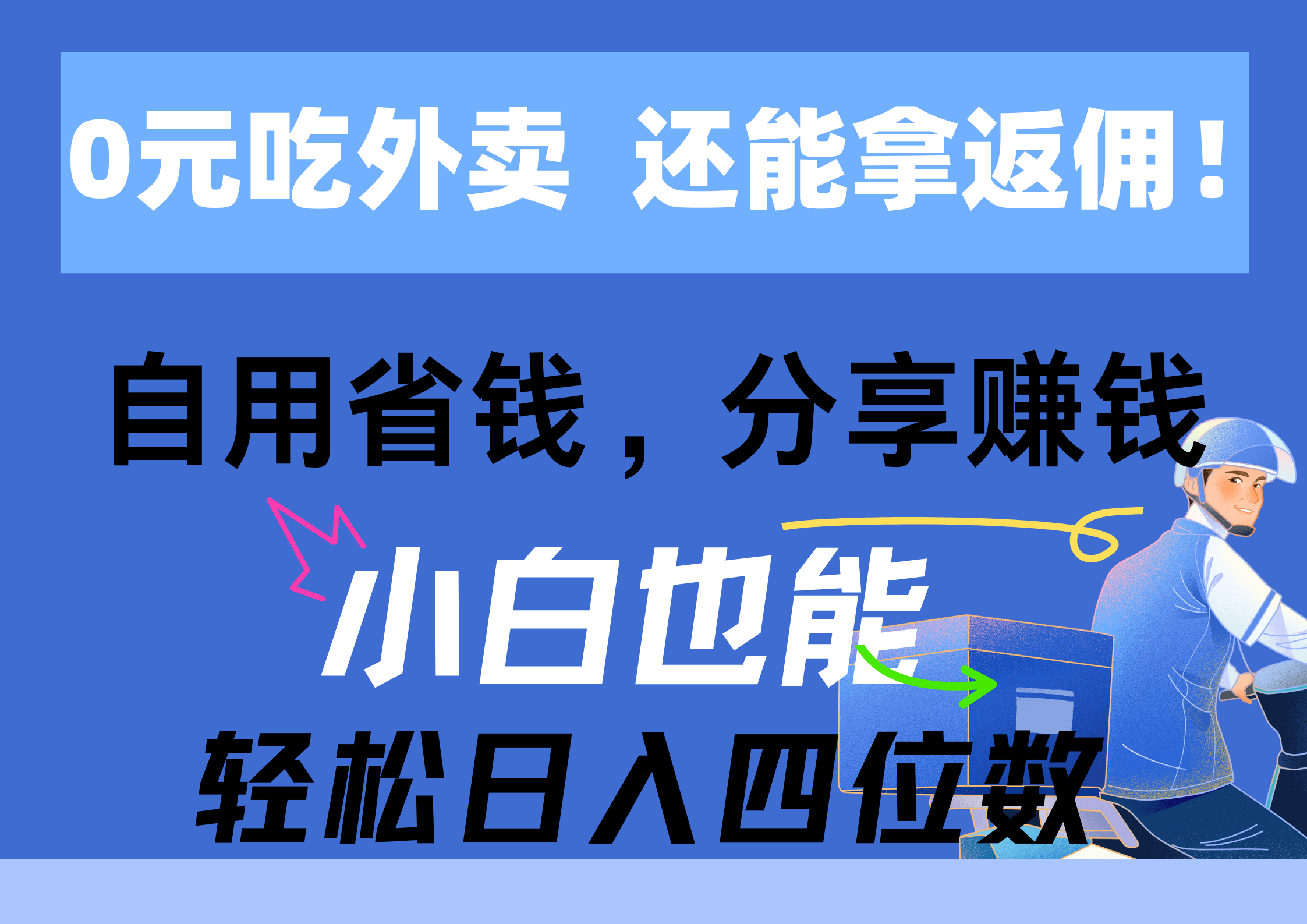 0元吃外卖， 还拿高返佣！自用省钱，分享赚钱，小白也能轻松日入四位数插图