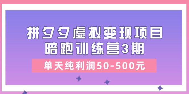 某收费培训《拼夕夕虚拟变现项目陪跑训练营3期》单天纯利润50-500元插图