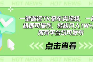 一键搬运TK豪车类视频，一部手机即可操作，轻松月入1W+，所有平台均可发布