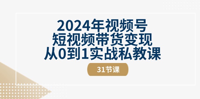 2024年视频号短视频带货变现从0到1实战私教课（31节视频课）插图