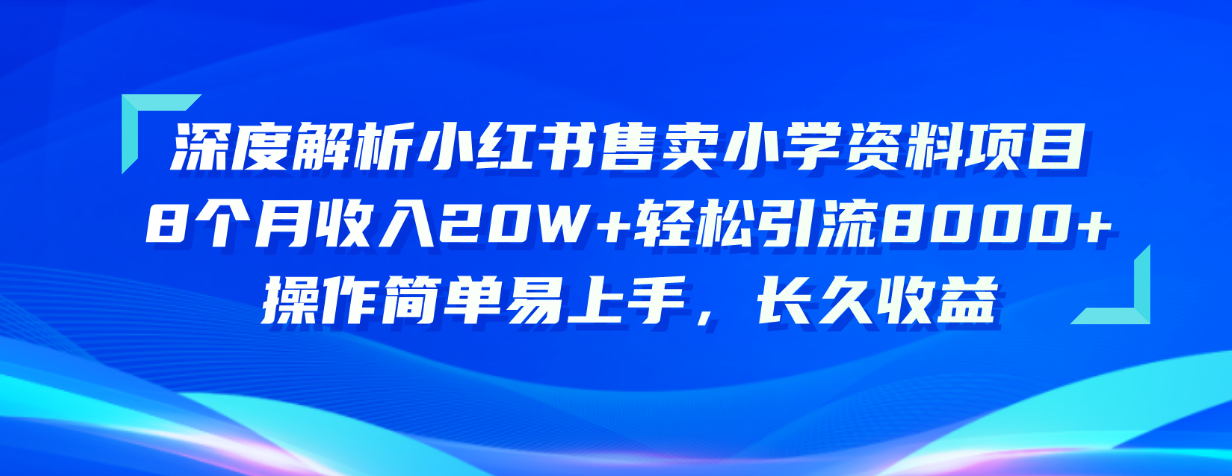 深度解析小红书售卖小学资料项目 8个月收入20W+轻松引流8000+操作简单…插图