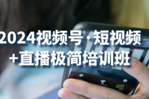 2024视频号·短视频+直播极简培训班：抓住视频号风口，流量红利