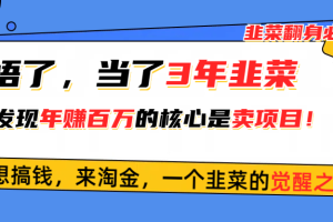 悟了，当了3年韭菜，才发现网赚圈年赚100万的核心是卖项目，含泪分享！