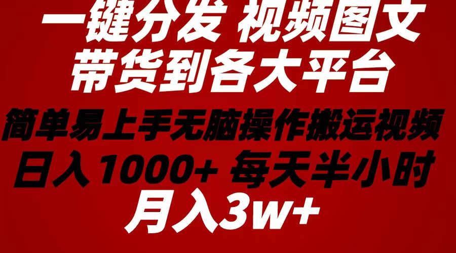 2024年 一键分发带货图文视频  简单易上手 无脑赚收益 每天半小时日入1…插图