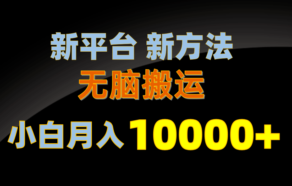 新平台新方法，无脑搬运，月赚10000+，小白轻松上手不动脑插图