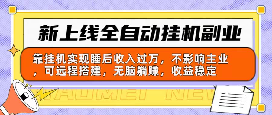 新上线全自动挂机副业：靠挂机实现睡后收入过万，不影响主业可远程搭建…插图