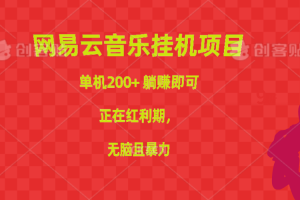 网易云音乐挂机项目，单机200+，躺赚即可，正在红利期，无脑且暴力