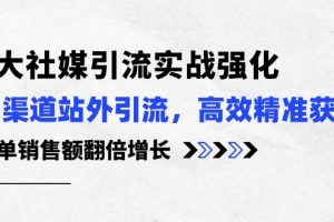 3大社媒引流实操强化，多渠道站外引流/高效精准获客/订单销售额翻倍增长