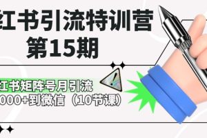 小红书引流特训营-第15期，小红书矩阵号月引流80000+到微信（10节课）