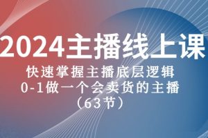 2024主播线上课，快速掌握主播底层逻辑，0-1做一个会卖货的主播（63节课）