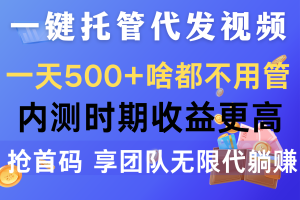 一键托管代发视频，一天500+啥都不用管，内测时期收益更高，抢首码，享…