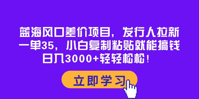 蓝海风口差价项目，发行人拉新，一单35，小白复制粘贴就能搞钱！日入30…插图