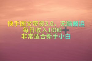 快手图文带货3.0，无脑搬运，每日收入1000＋，非常适合新手小白