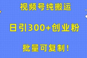 批量可复制！视频号纯搬运日引300+创业粉教程！