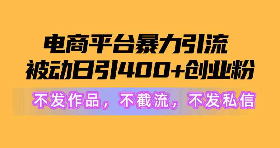 电商平台暴力引流,被动日引400+创业粉不发作品，不截流，不发私信插图