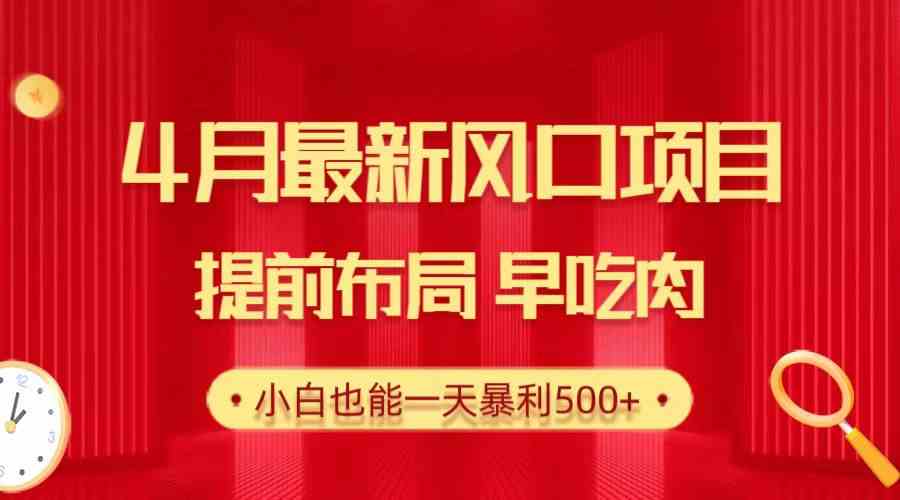 28.4月最新风口项目，提前布局早吃肉，小白也能一天暴利500+插图