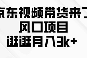 京东短视频带货来了，风口项目，逛逛月入3k+