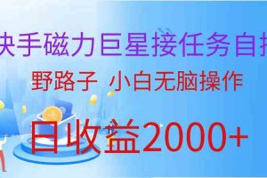 （蓝海项目）快手磁力巨星接任务自撸，野路子，小白无脑操作日入2000+