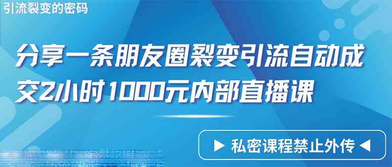 仅靠分享一条朋友圈裂变引流自动成交2小时1000内部直播课程插图