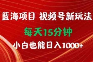 蓝海项目视频号新玩法 每天15分钟 小白也能日入1000+