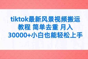 tiktok最新风景视频搬运教程 简单去重 月入30000+附全套工具