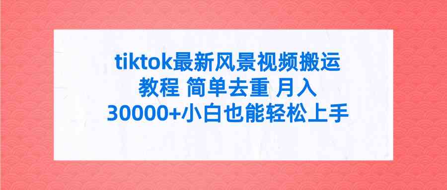 tiktok最新风景视频搬运教程 简单去重 月入30000+附全套工具插图