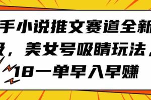 快手小说推文赛道全新升级，美女号吸睛玩法，18一单早入早赚