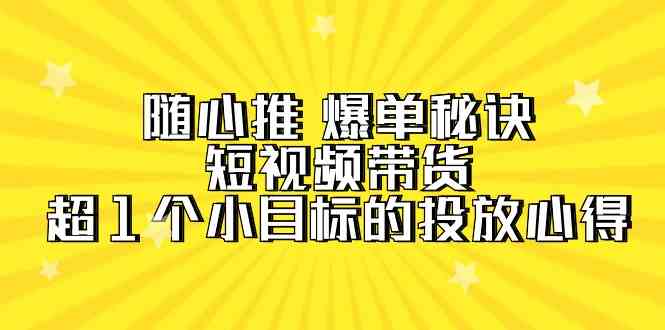 随心推 爆单秘诀，短视频带货-超1个小目标的投放心得（7节视频课）插图