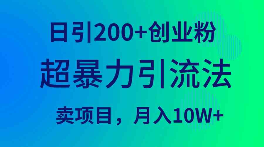 超暴力引流法，日引200+创业粉，卖项目月入10W+插图