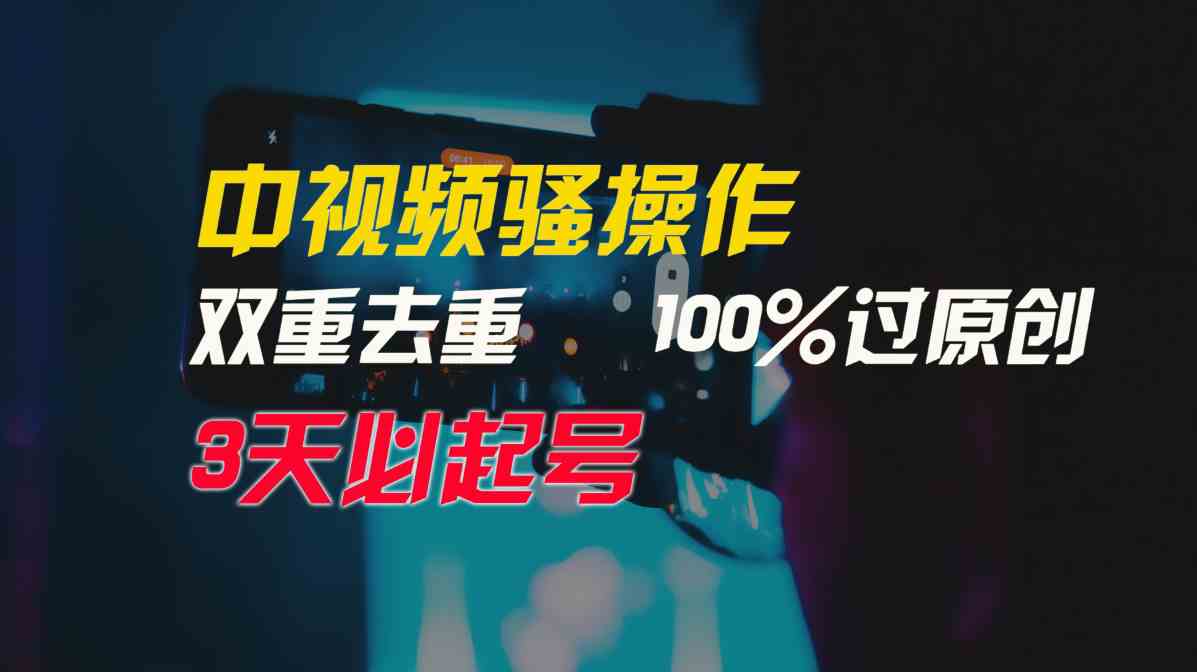 中视频骚操作，双重去重100%过原创，3天比必起号，简单无脑，月入3W+插图