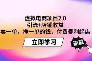 虚拟电商项目2.0：引流+店铺收益  卖一单，挣一单的钱，付费暴利起店