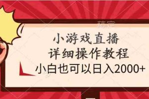 小游戏直播详细操作教程，小白也可以日入2000+