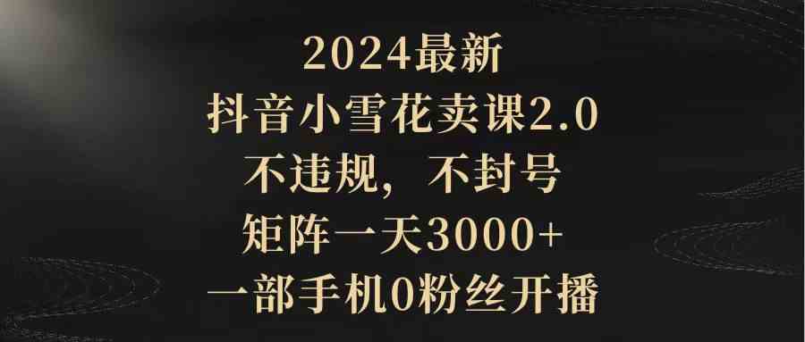 2024最新抖音小雪花卖课2.0 不违规 不封号 矩阵一天3000+一部手机0粉丝开播插图